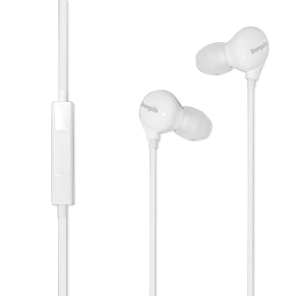 Shengsite in-Ear Earbud Headphones, Earpod with Powerful Sound and Built-in Microphone, Wired Earbud with Silicone Ear Pieces